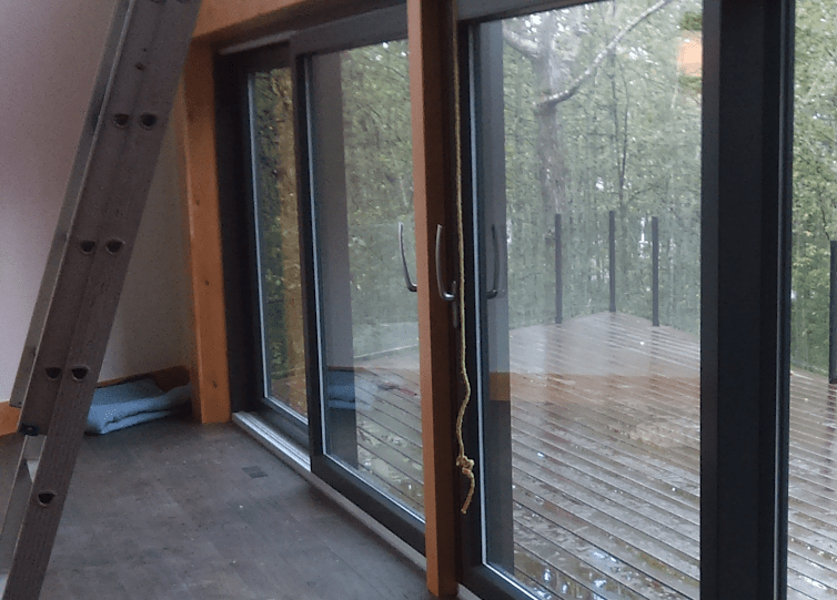 Clean Windows on Residential House Inside Large Pannel